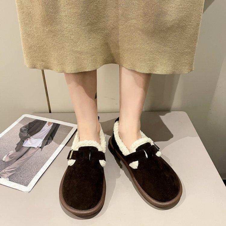 Vintersko Dame Casual Flats Mokasiner Myke Loafers Dame Mote Komfort Varm Plysj Slip-on Dame Bomullssko