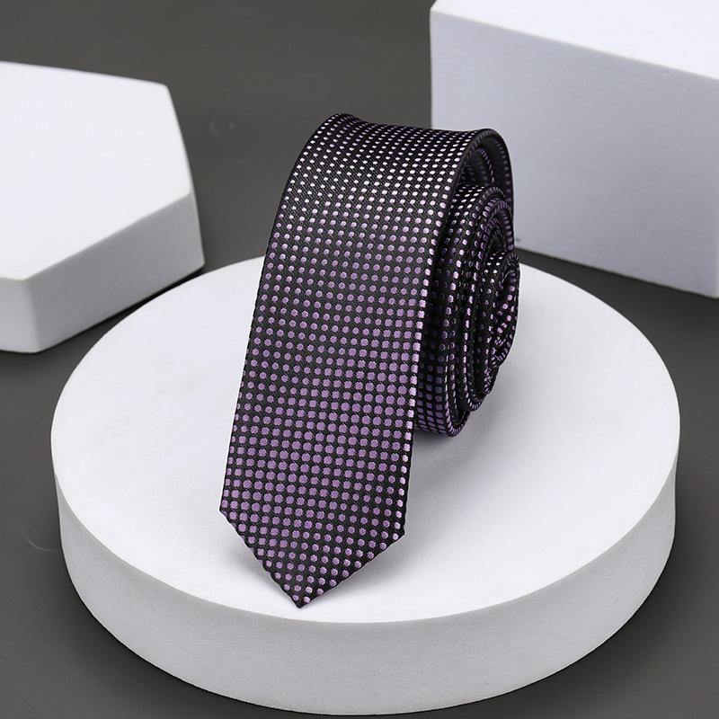 Version Coréenne Décontractée 5cm Hommes et Femmes Robe d'Affaires Marié Mariage Rayure Main Travail Étroit Paresseux Couleur Unie Cravate