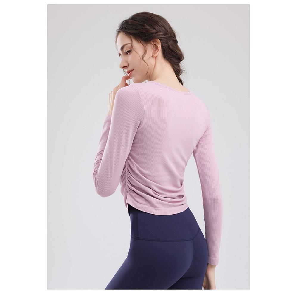 Pilates Long Sleeved Slimming And Fashionable Fitness Suit Top With Chest Cushion For Slimming, Dance Training, Running, Yoga Suit