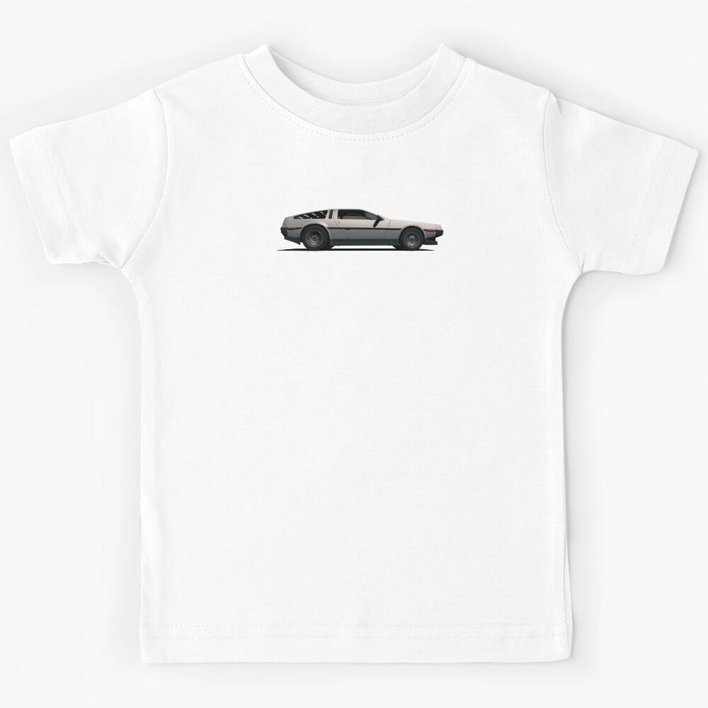 DeLorean DMC-12 cartoon retro style car side view Kids T-Shirt 100
