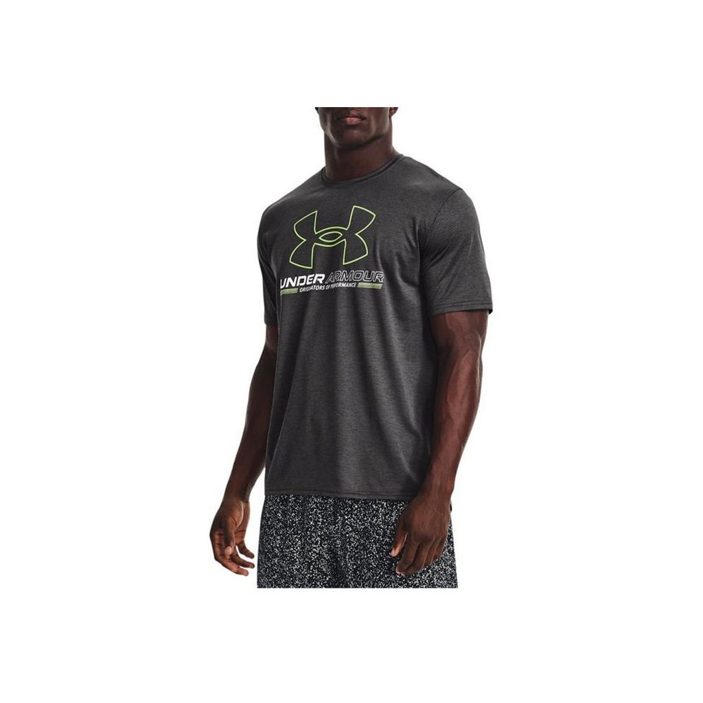 Under Armour Letter Logo Training Print Shoulder T-Shirt Men Tops Gray 1370367-010