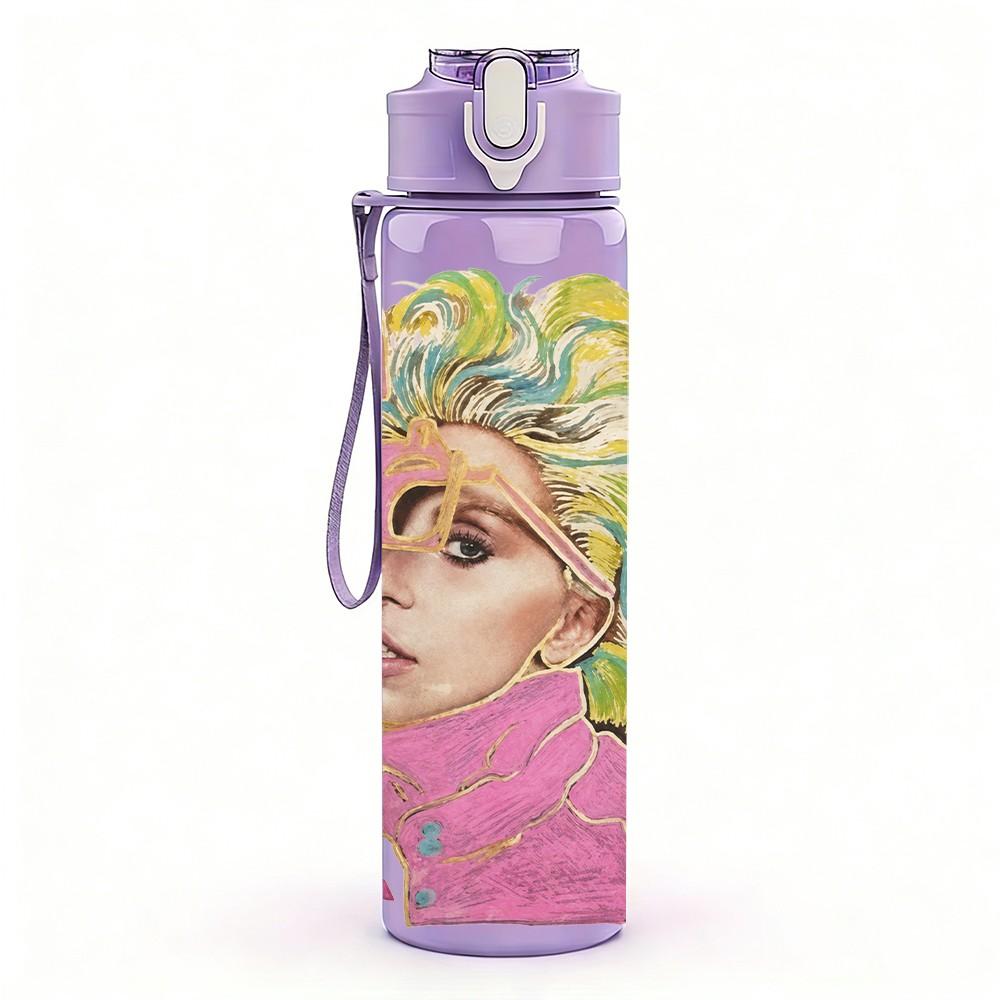1PC Blonde Female Singer 750ml sports water bottle leakproof straw lid outdoor office home