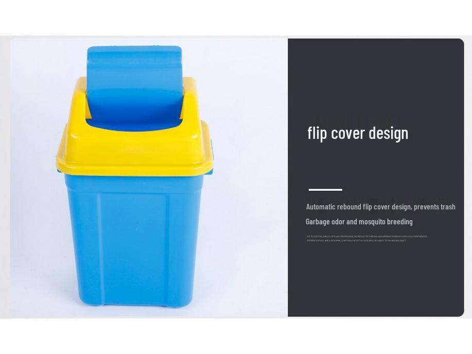 Outdoor Square Flip-Top Trash Bin for Kitchen and Campus Sanitation