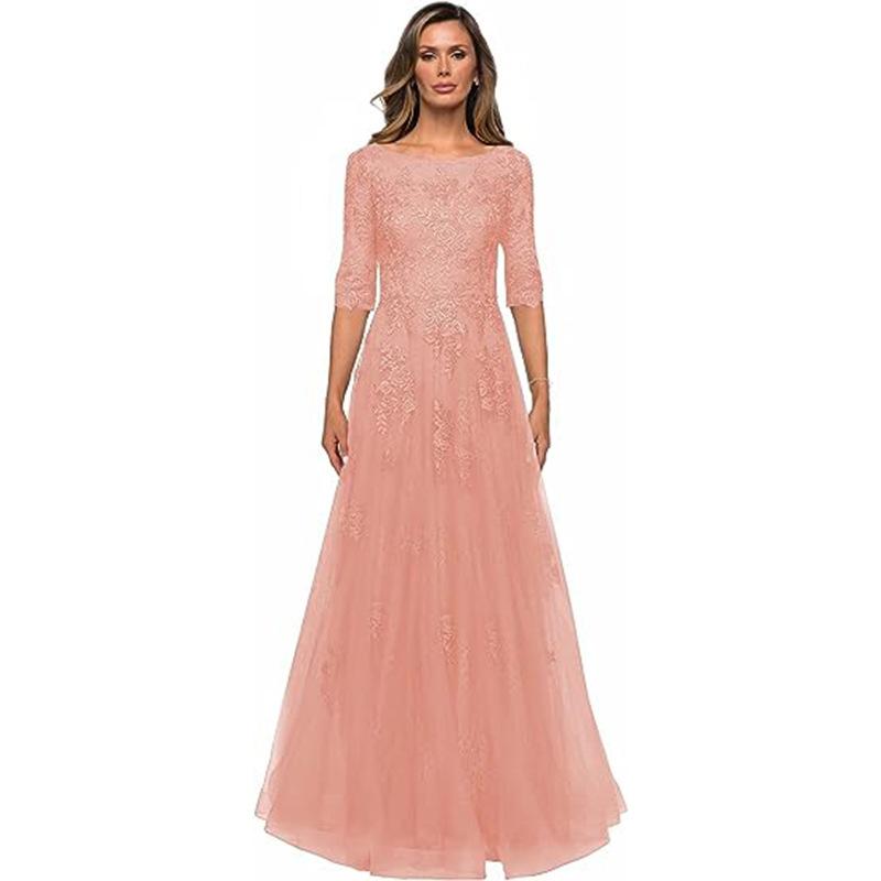 Abendkleid Elegantes Spitzen Brautkleid Damen Formell Ärmel Tante Kleid Kleid