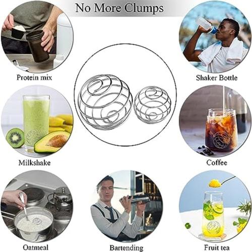 304 Stainless Steel Spring Ball Stirring Ball, Large Metal Ball, Egg White Powder Cup, Oscillating Cup Stirring Ball, Foam Ball, Foam Maker (Pack of 2