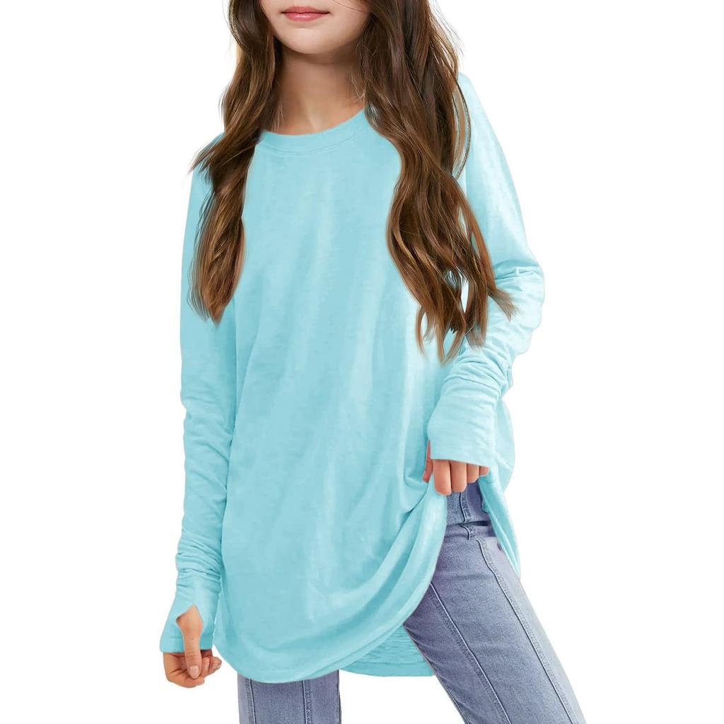 Long Sleeve Shirts  Tunic Tops Tees Teens Kids Loose Fashion Sweatshirt T,Shirt