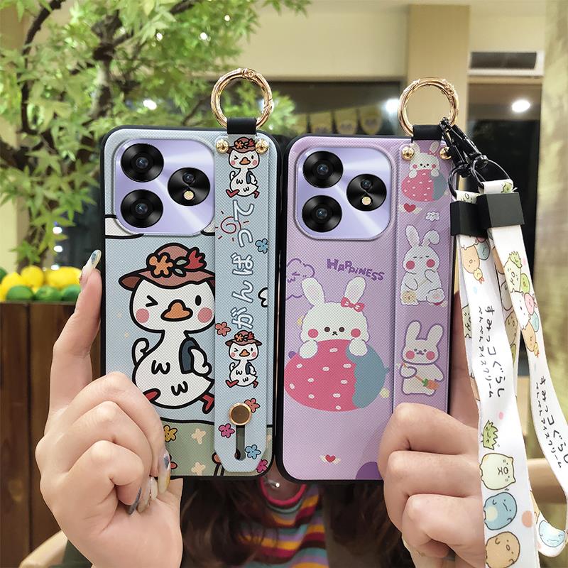 Shockproof Protective Phone Case For UMIDIGI A15/A15C Wristband Cartoon Kickstand Waterproof Durable Soft case Ring Cute
