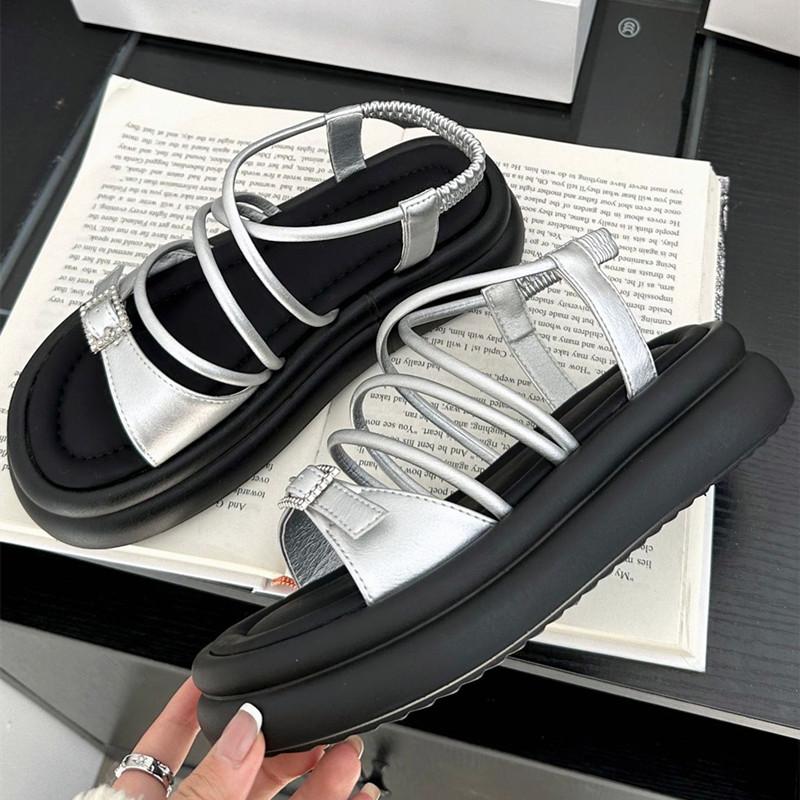 Fashion Fashion Crystal Belt Buckle Women Sandals Open Toe Thick Bottom Beach Roman Sandals Casual Comfortable Women Platform Sandals