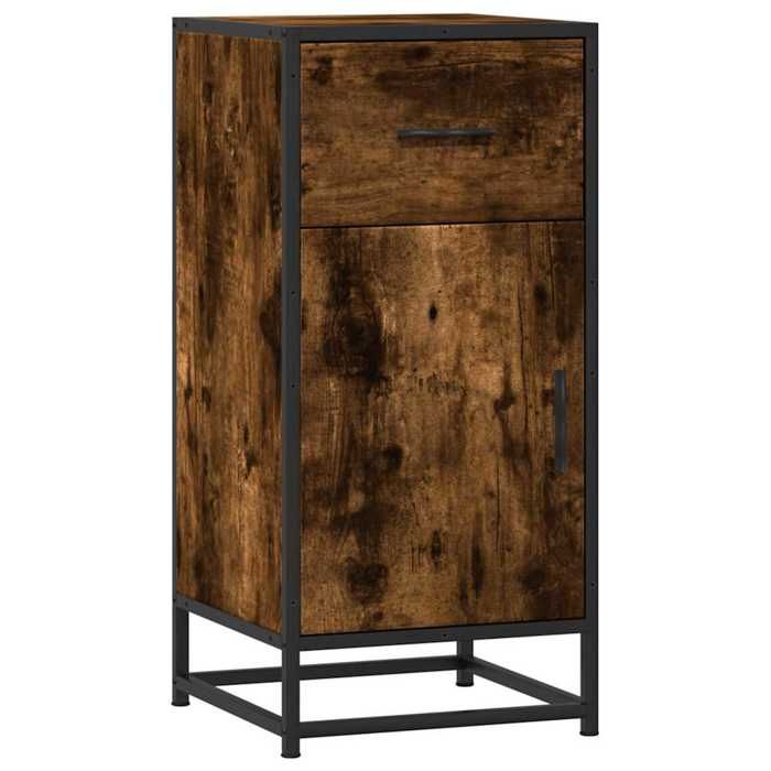 VidaXL Buffet chêne fumé 35,5x35x76 cm bois d'ingénierie et métal, armoire de rangement, meuble d'entrée, meuble d'appoint 848961