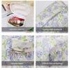 Floral Pattern Quilted Cotton Storage Bag Portable Handheld Organizer Pouch with Zipper Closure for Travel and Daily Use