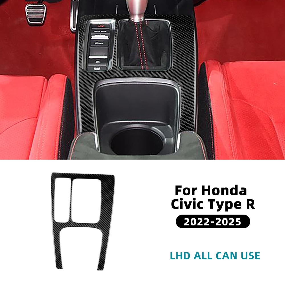 Für Honda Civic Type R 11. FL5 2024 2025 Echter weicher Kohlefaser-Aufkleber LHD RHD Auto-Schaltknauf-Panel Innenverkleidung
