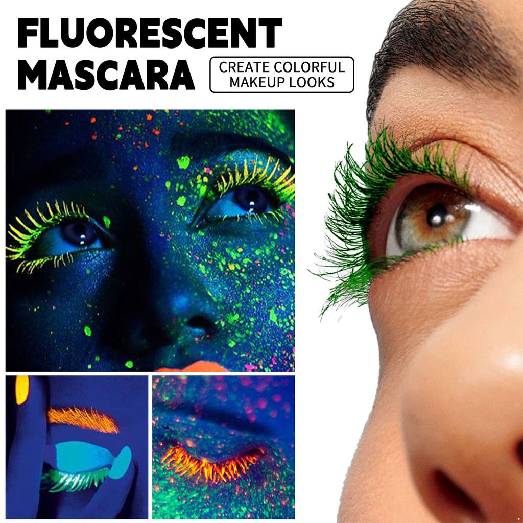 UV-reaktive Glow-in-the-Dark-Mascara Elektrische Farben für Rave-Partys, Festivals und Themenveranstaltungen Schweißfeste Formel