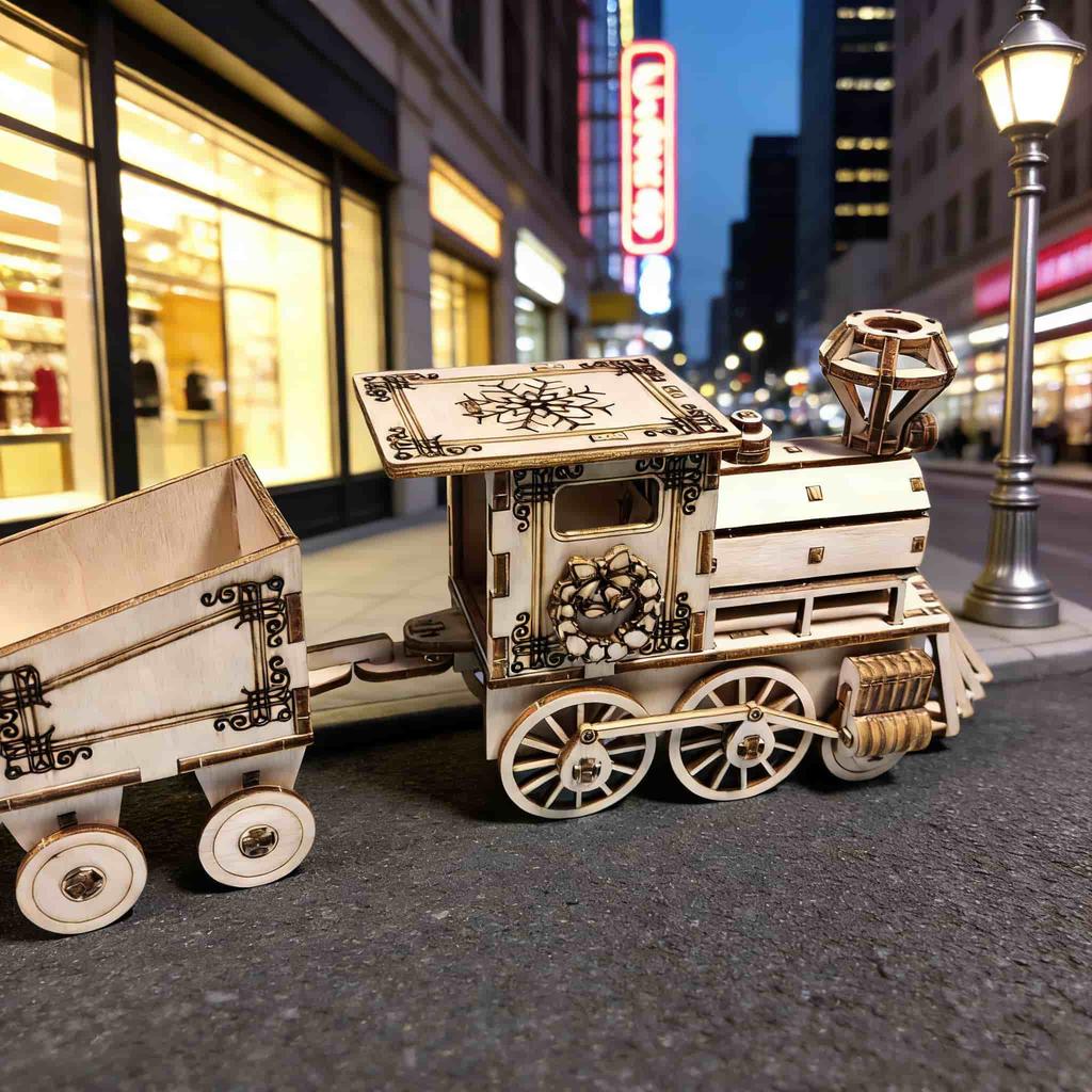 1 wooden DO-IT-YOURSELF Christmas train Imaginative 3D puzzle perfect as a holiday Present Plus home decoration
