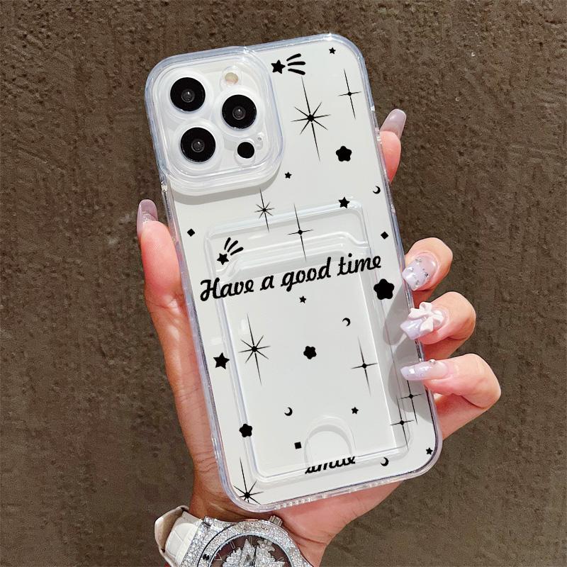 

Силиконовый чехол-карман для карт для Samsung A06 A16 A36 A56 Xiaomi Redmi Note 12 13 14 Pro iPhone 17 16 Pro Max Прозрачный бампер для телефона Oppo Reno 13 (5G)