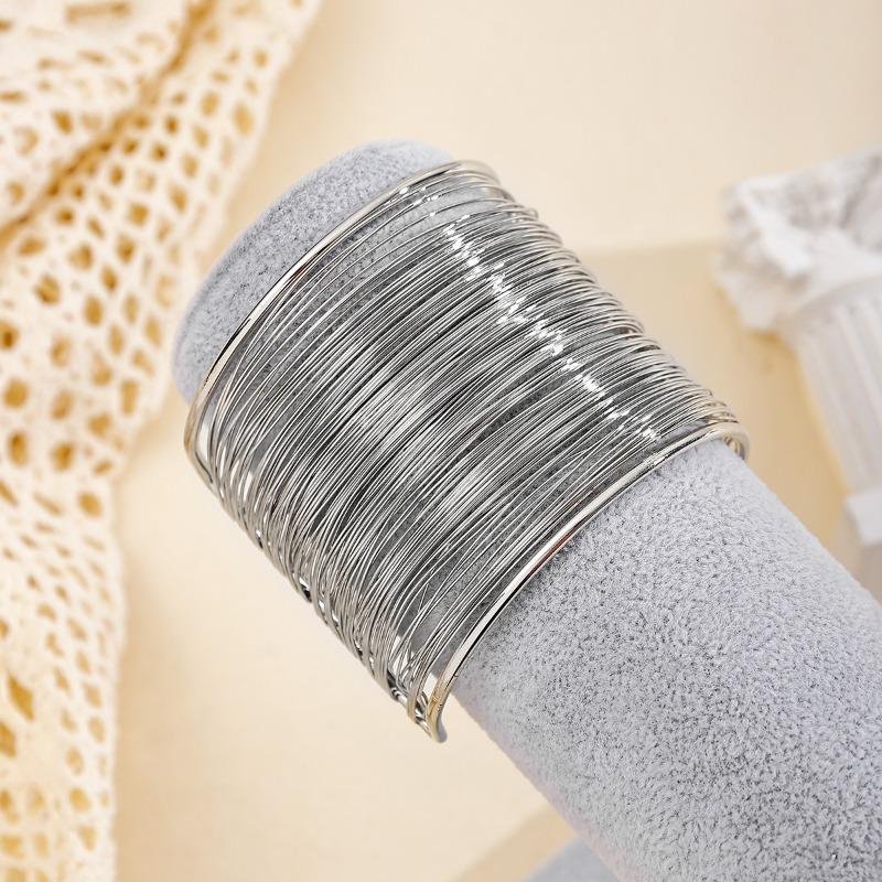 Punk wide version bracelet jewelry brushed line alloy bracelet exaggerated gold opening bracelet