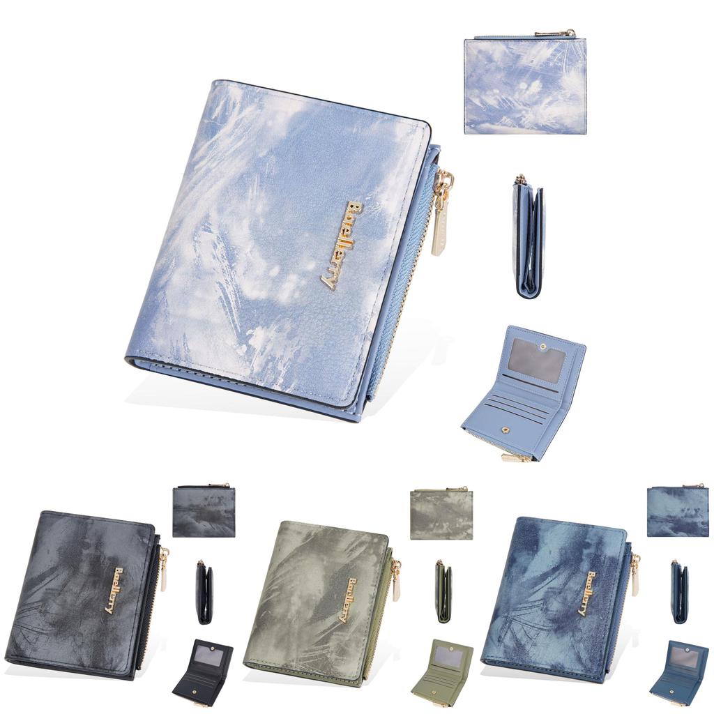 Fashion Short Wallet With Ink Wash Style And Antitheft Protection For Women