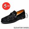 Fashion Flat/5CM Men Wedding Dress Shoes Loafers Men Elevator Shoes Slip On Height Increase Shoes Male Cowhide Leather Oxford Shoes