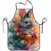 1pc Fading Ink Gray Rabbit Holding a Basket of Easter Eggs Pattern, Unisex Printed Apron, Chef Apron, Ideal for Kitchen Baking, Outdoor Barbecues, Pai