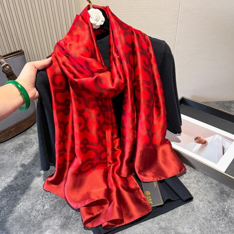 Luxury Print Silk Scarf Women'S 180*90Cm Design Polyester Material Smooth Long Scarf Spring And Autumn Soft Shawl Beach Scarf