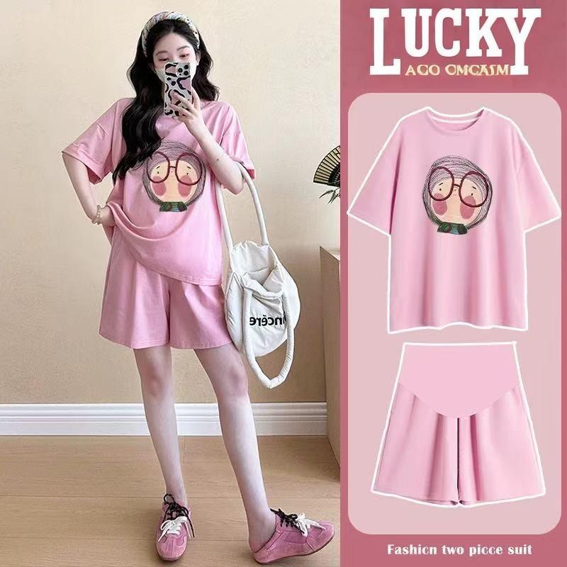 

Summer Maternity Pink Top & Wide-Leg Shorts Set | Age-Defying, Fashionable, Lightweight T-Shirt & Shorts XXXL [77-85 kg]