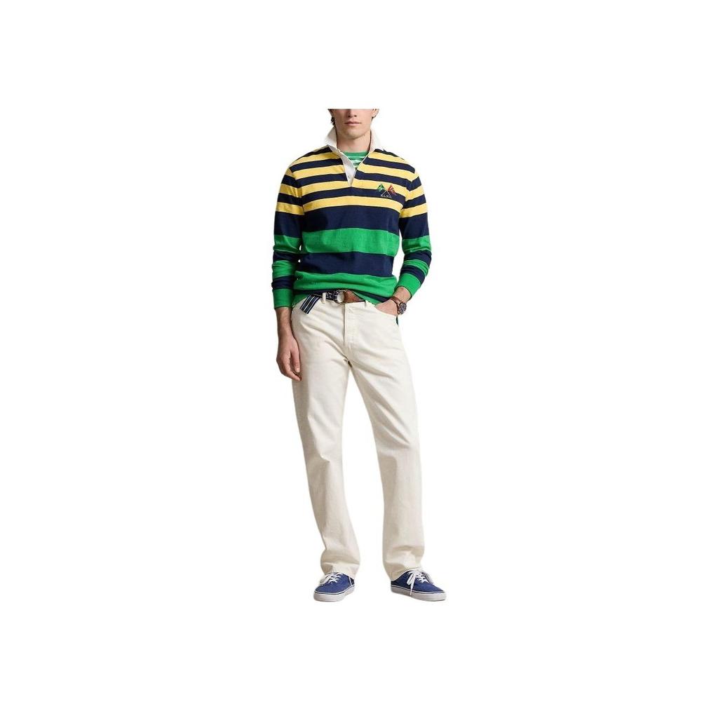 Polo Ralph Lauren Color Block Striped Logo Embroidered Long Sleeve Polo Shirt Men Tops Multicolor MNPOKNI16823426-700
