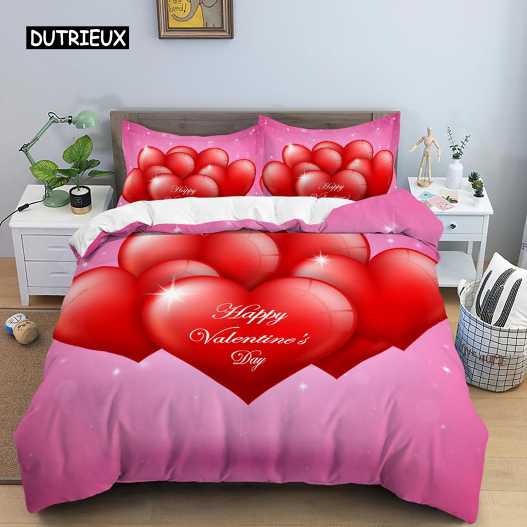 Multicolor Duvet Cover Set Colorful Hearts Queen Size Bedding Set for Teen Microfiber Geometric Cartoon Love Heart Quilt Cover