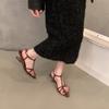 Fashion Women Fashion Sandals Thin Low Heels Pointed Open Toe Ankle Strap Dress Shoes Solid Color Summer Ladies Thin Low Heels Sandals