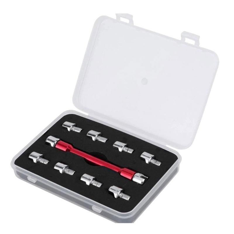 Professional Motorcycle Spoke Wrench Set for Adjusting Spokes from 5.0mm to 6.8mm Metal Construction with Storage Case