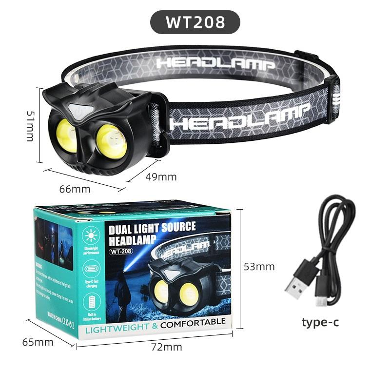 Owl Cob Headlamp Type-c Rechargeable Headlight Portable Rotating Hunting Lights Usb Magnet Led Head Flashlight Fishing Head Lamp