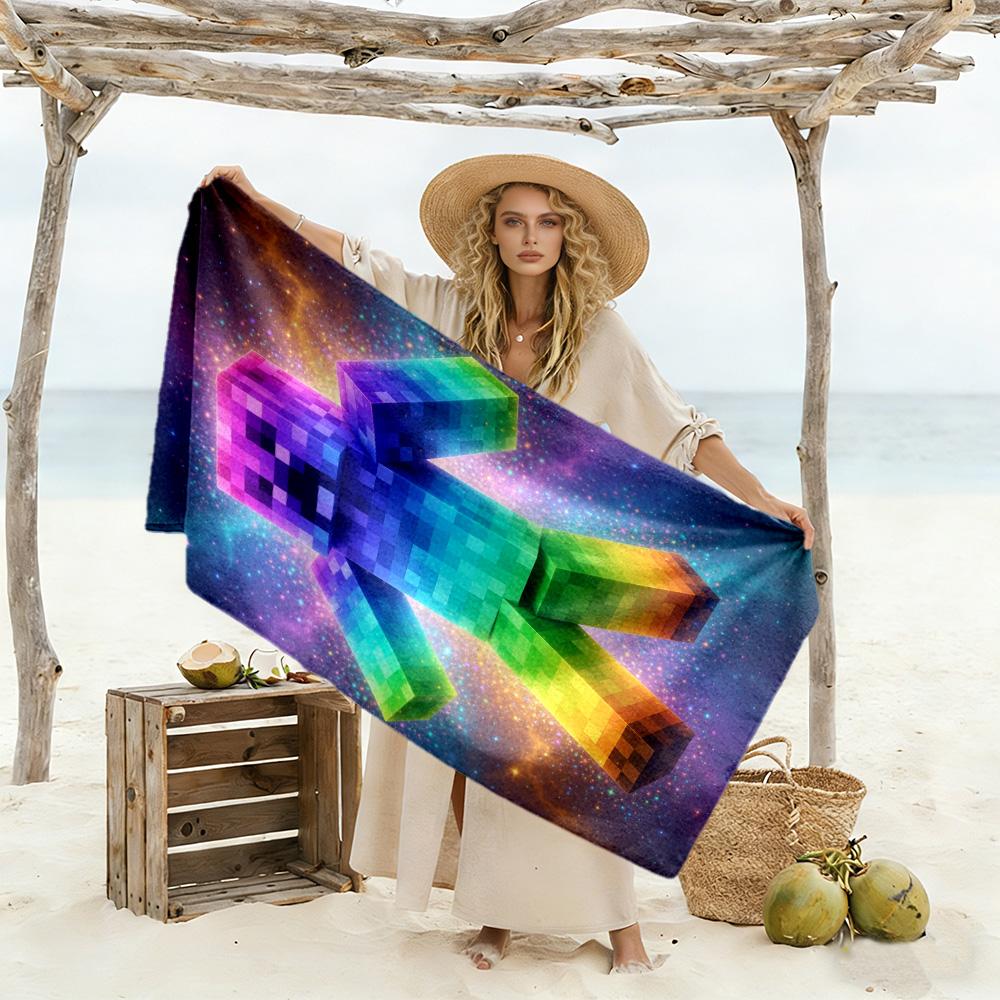 Minecraft Beach Towel Super Soft Microfiber Quickdry Fabric Comfortable Lightweight
