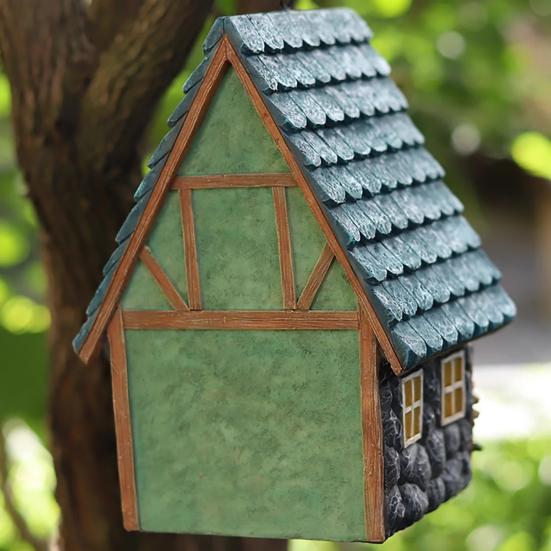 Buiten Ophangbaar Vogelhuis Decoratief Kolibrie Huis Ornamenten Waterdicht Hars Mini Vogelhuisje voor Patio Tuin Veranda Tuin