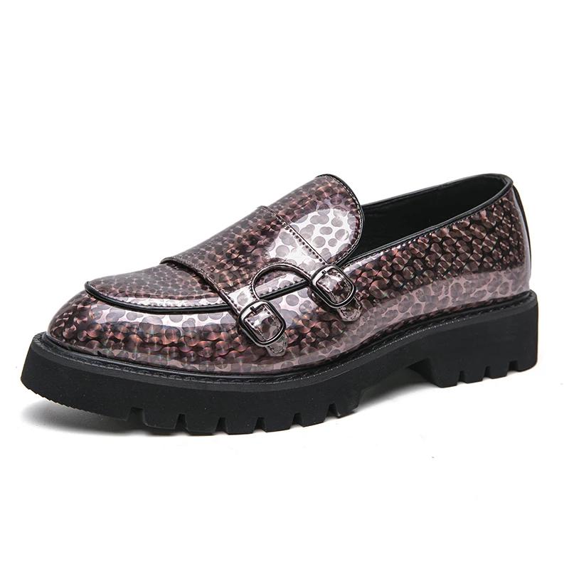 Zapatos de vestir de fiesta de moda urbana para hombre, con suela gruesa y puntera reforzada. Zapatos casuales de cuero genuino para hombre, modelo 2024.