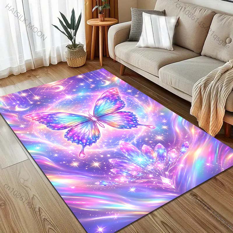 Multiple sizes Colorful dreamlike butterfly and moons Carpet for Living Room Bedroom Sofa Home Decor Rus Non-slip Floor Mat