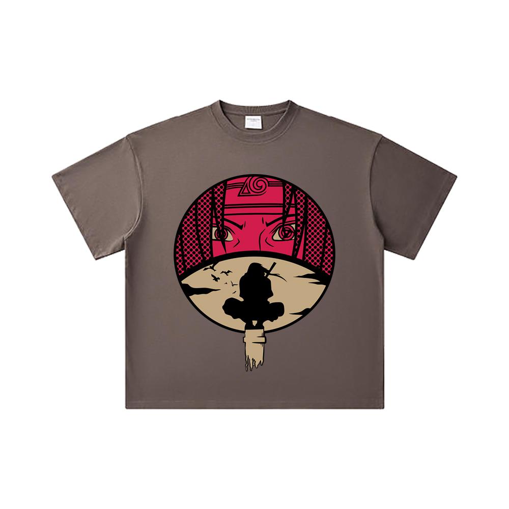 260 GSM Double Yarn 32 Count 100% Cotton Naruto V8 Itachi Print Unisex Heavy Cotton T Shirt