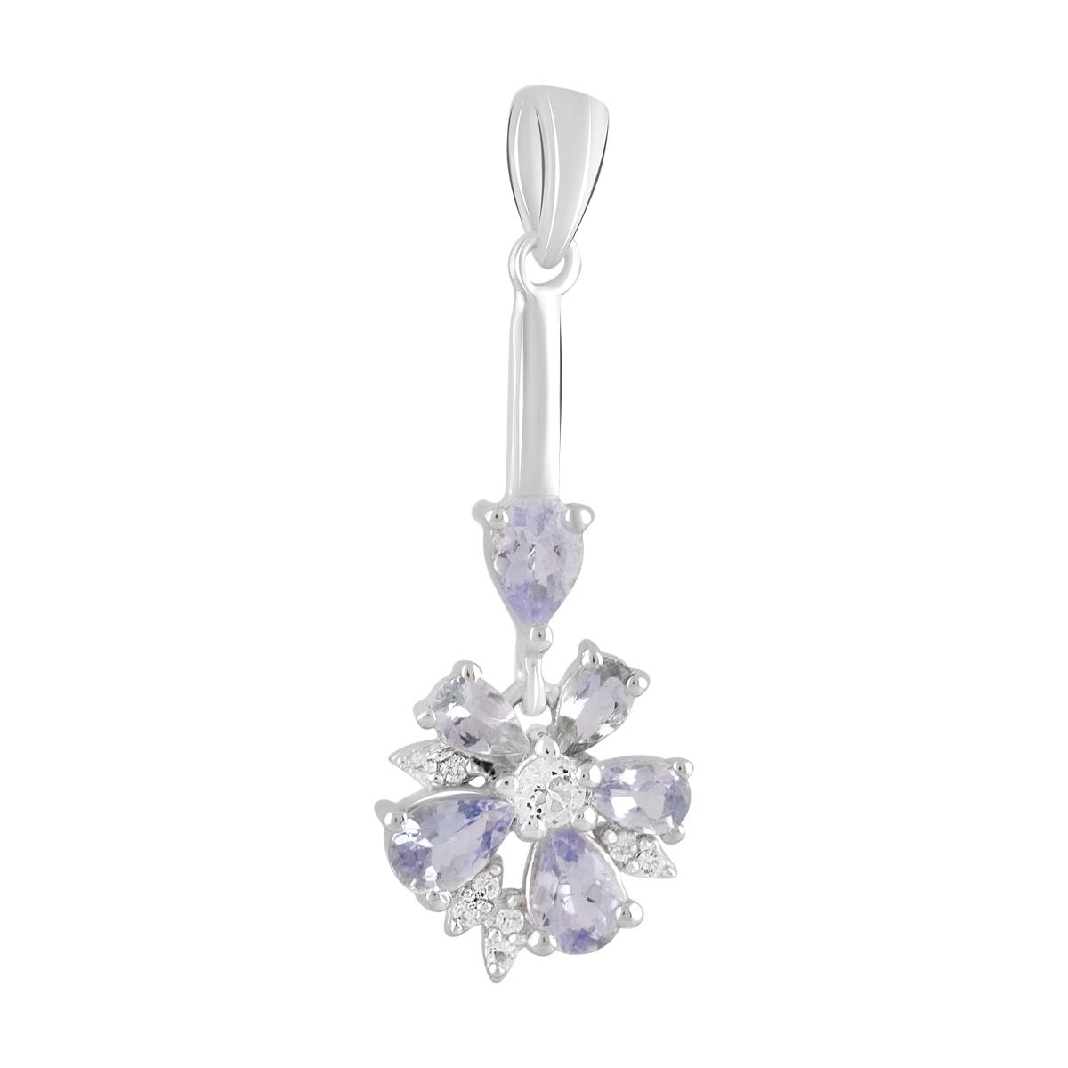 

Срібна підвіска з танзанітом 1.905ct, топазом білим (2115113) синій
