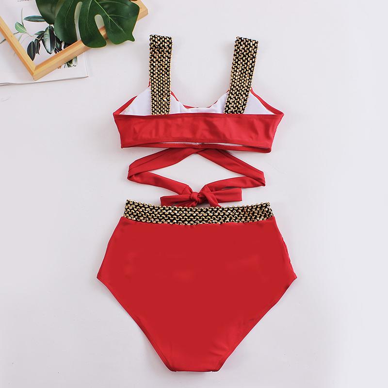 Sommer Push Up Frauen Klassische Badeanzug Hohe Taille Bikini Set Zwei Stücke Bademode Weiblichen Strand Badeanzug