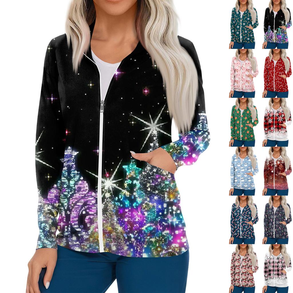 Women Long Sleeve Pattern Pocket Working Stand-up Collar Single-breasted Protective Overalls Cardigan Jacket Top