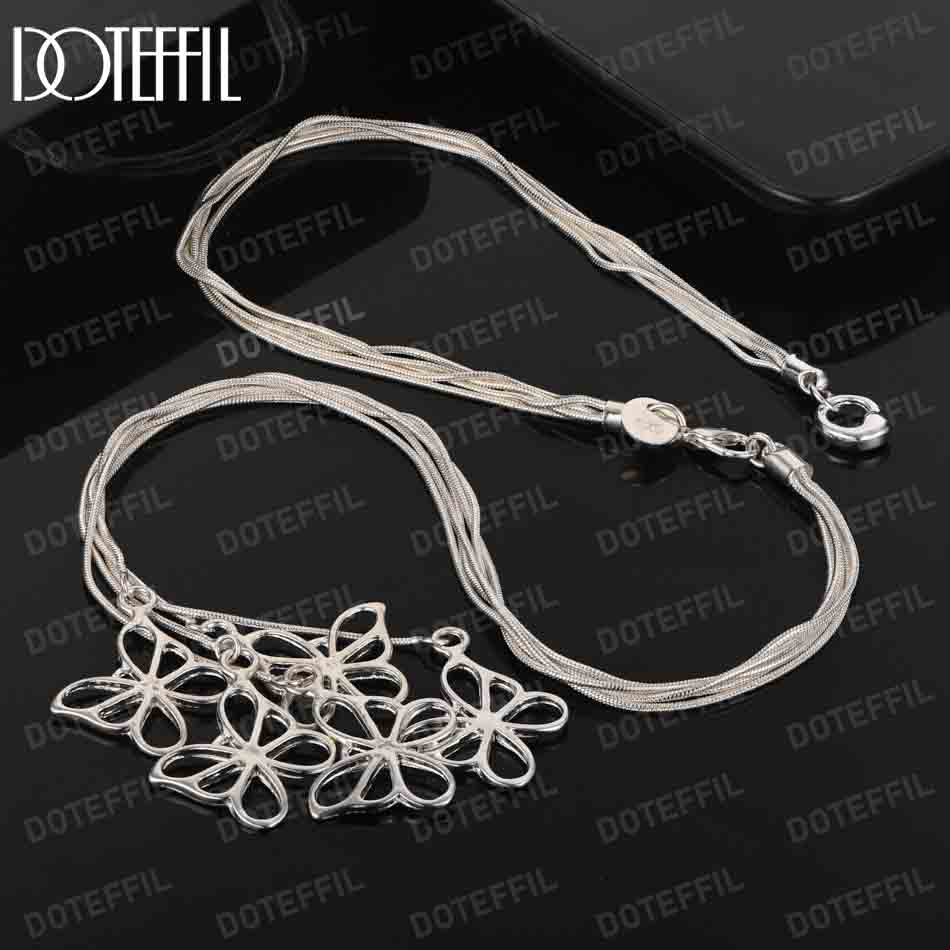 925 Sterling Silver Snake Chain Butterfly Necklace Fashionable Wedding Jewelry