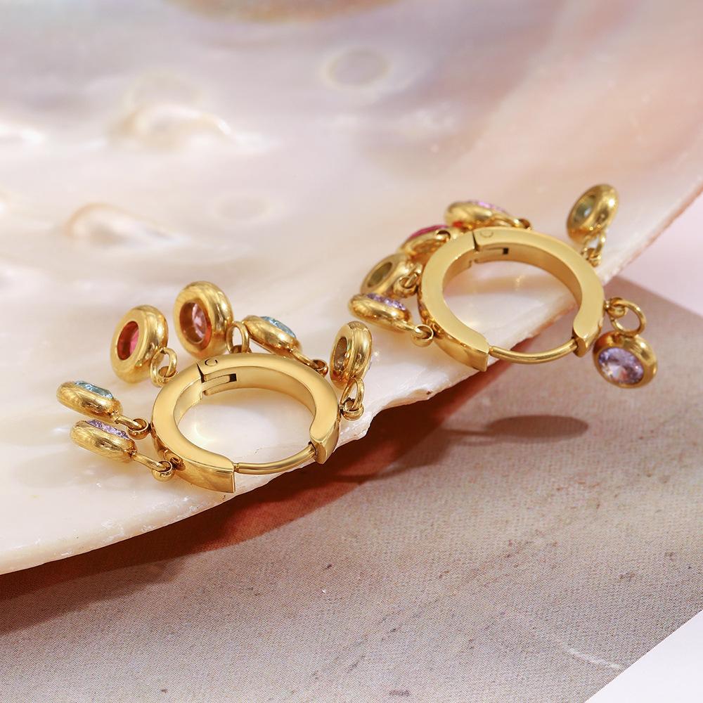 Fashionable Stainless Steel Earring Women Zircon Hoop Earring Gold Plated Fine Jewelry Non Tarnish Piercing Jewelry
