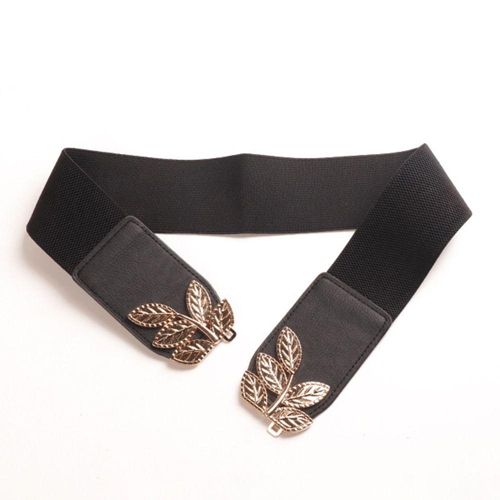 Creative Metal Buckle Women Elastic Band Waist Defining Comfortable Stretch Waistband Solid Color Dress Belt Jeans