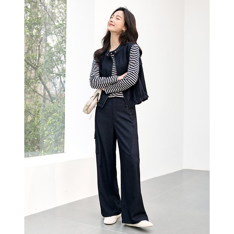 Fashion suit vest slimming three piece set slimming temperament old money style set