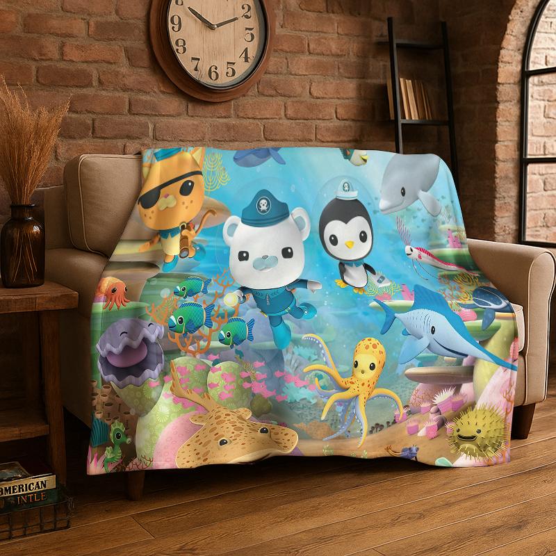 Cute Cartoon The Octonauts Barnacles Flannel Blanket Soft Warm Throw Blanket for Bedroom Living Room Bed Travel Picnic Gift 75x90cm
