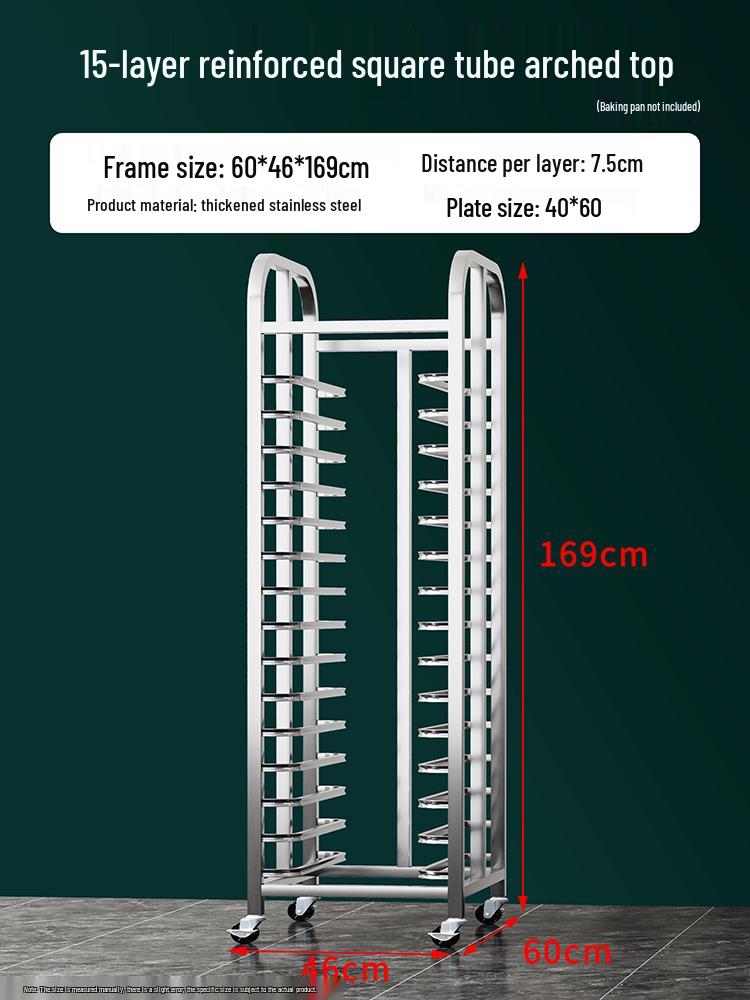 Stainless Steel Baking Tray Trolley: Multi-Tier Rack for Bread, Cake, and Oven Sheets.