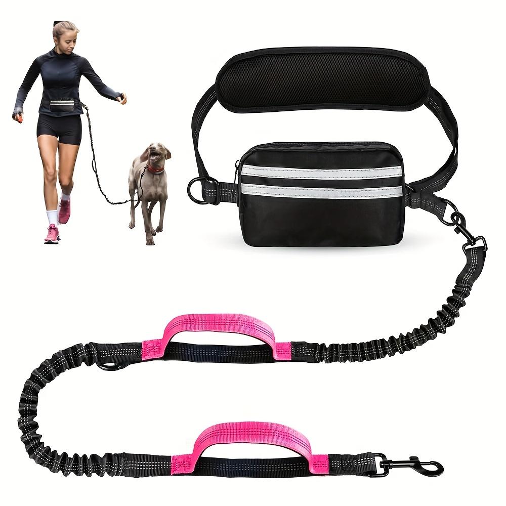 

Heavy Duty Hands Free Dog Leash with Waist Belt & Zipper Pouch, Shock Absorbing Bungee Reflective Leash for Small Medium Large розовый
