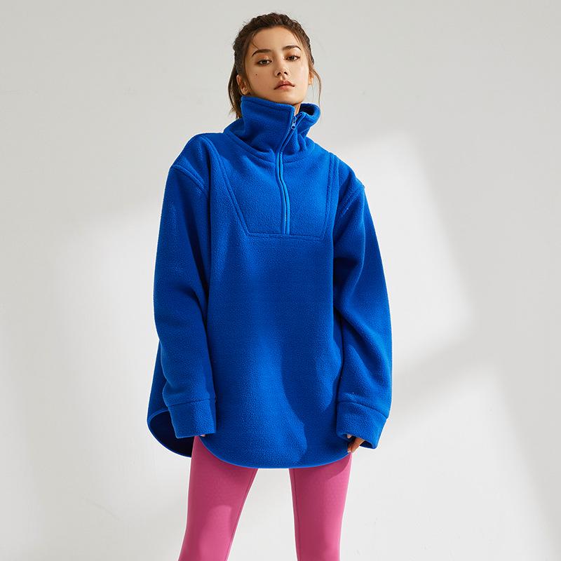 

KELICOPY Faux Lambswool Half-Zip Pullover: Sporty High-Neck Fleece for Autumn/Winter S