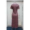 Women's Dress Short-sleeved V-neck Loose Striped Print Slit Long Dress