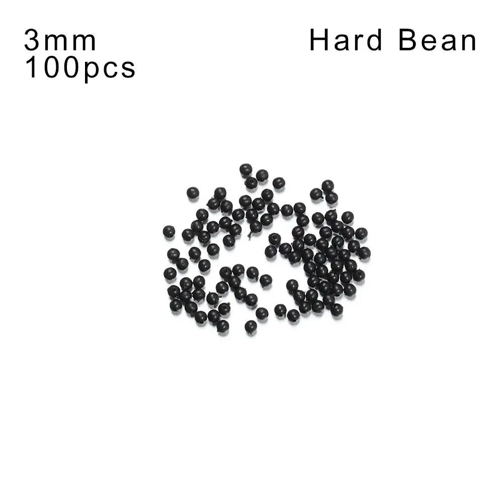 100Pcs Fishing Beads Space Stopper Black 3mm-12mm Round Soft and hard beans Fishing Lures bait Hook Rig Accessories