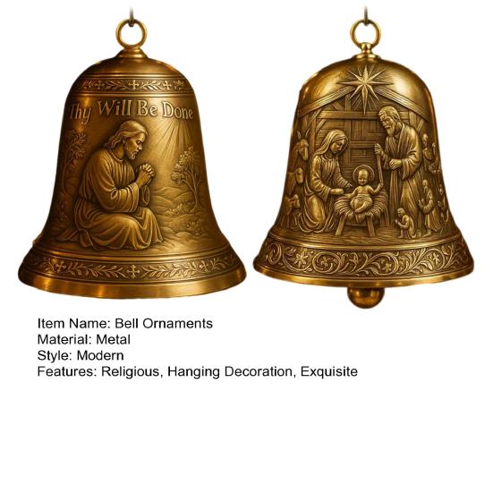 Nativity Bell Ornament Christmas Nativity Scene Bell Tree Ornament Religious Catholic Hanging Decoration for Christian Family Home Party Decor
