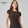Summer nude round neck thin yoga clothes top tight waist outdoor breathable high elastic fitness sports short sleeves women