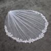 Xinmeiji Women's White Lace Edge Bridal Veil, European & American Style, Single Layer, Wedding & Travel Headpiece V683-1